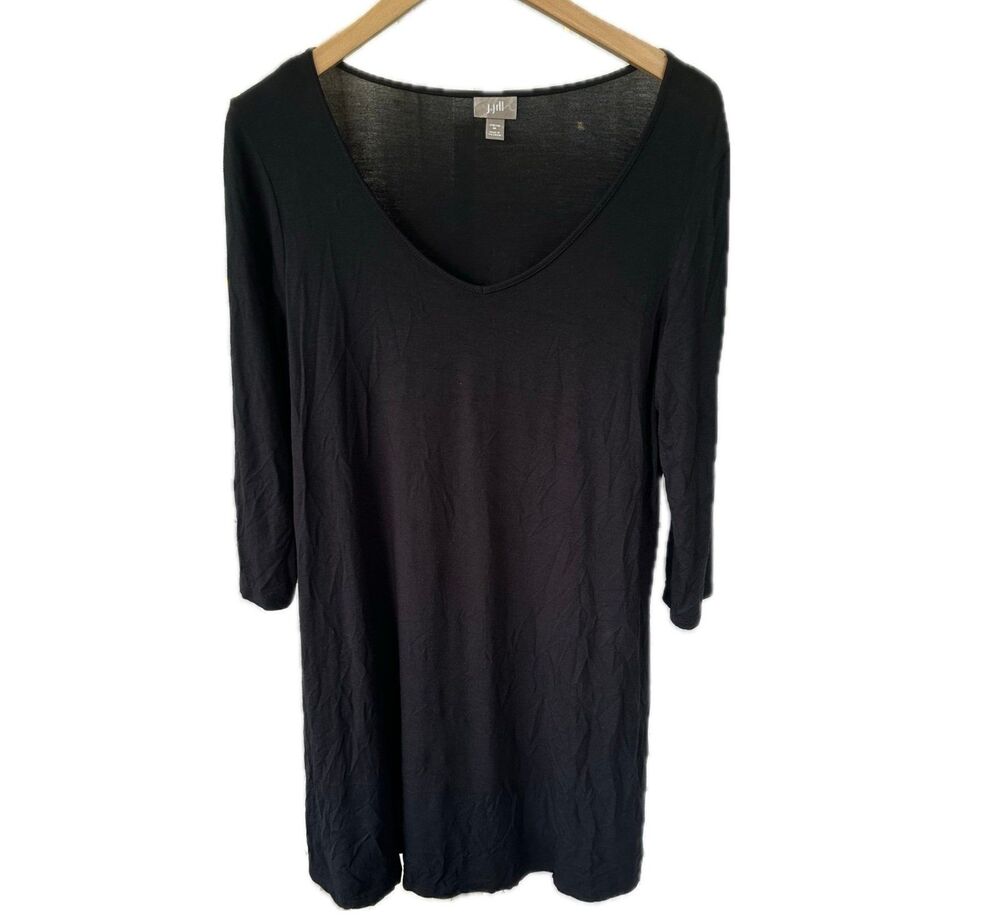 J Jill Essential Basic Casual Stretch Scoop Neck Little Black Mini Dress M